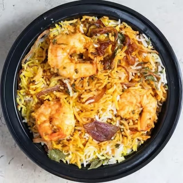 Shrimp Biryani Tray.